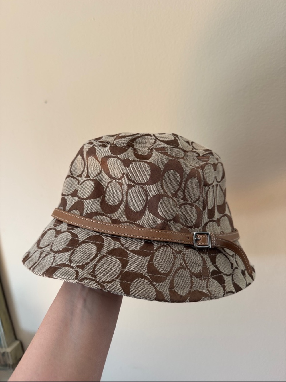 Coach Brown & Beige Signature 'C' Bucket Hat